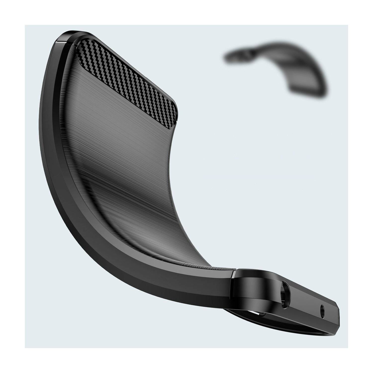 Silikon Hülle Carbon kompatibel mit Samsung Galaxy M53 5G Case TPU Soft Handyhülle Cover Schutzhülle Schwarz