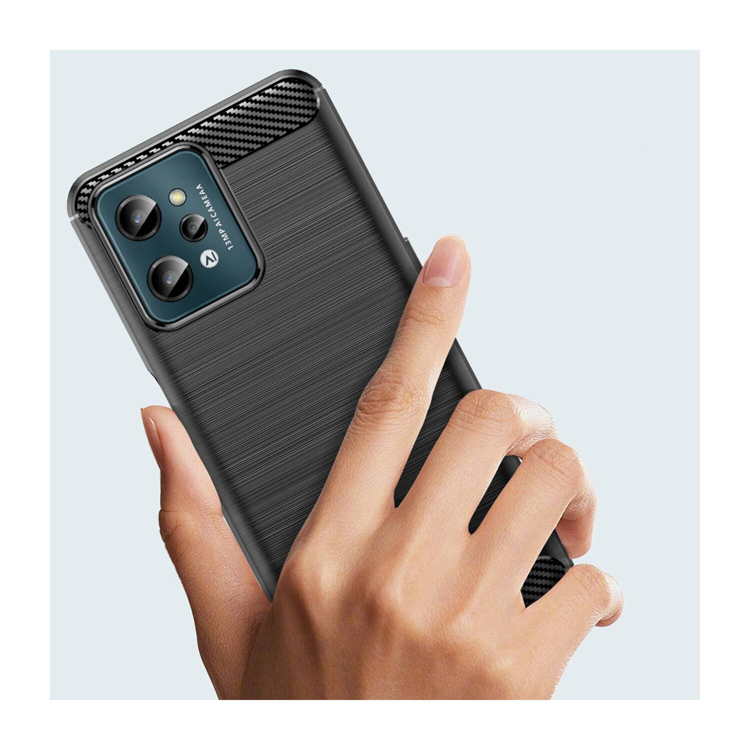 Silikon Hülle Carbon kompatibel mit Realme C31 Case TPU Soft Handyhülle Cover Schutzhülle Schwarz