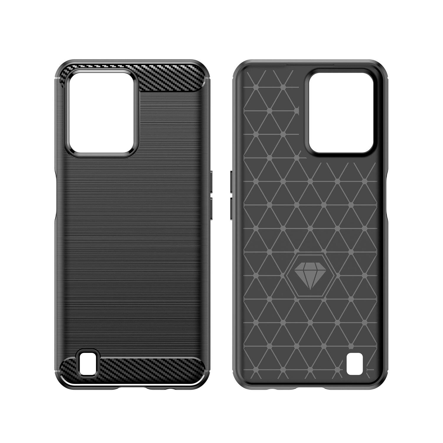 Silikon Hülle Carbon kompatibel mit Realme C31 Case TPU Soft Handyhülle Cover Schutzhülle Schwarz