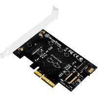 PCIe-Erweiterungskarte mit einem Metallrahmen und mehreren internen Anschlüssen, gezeigt auf weißem Hintergrund.
