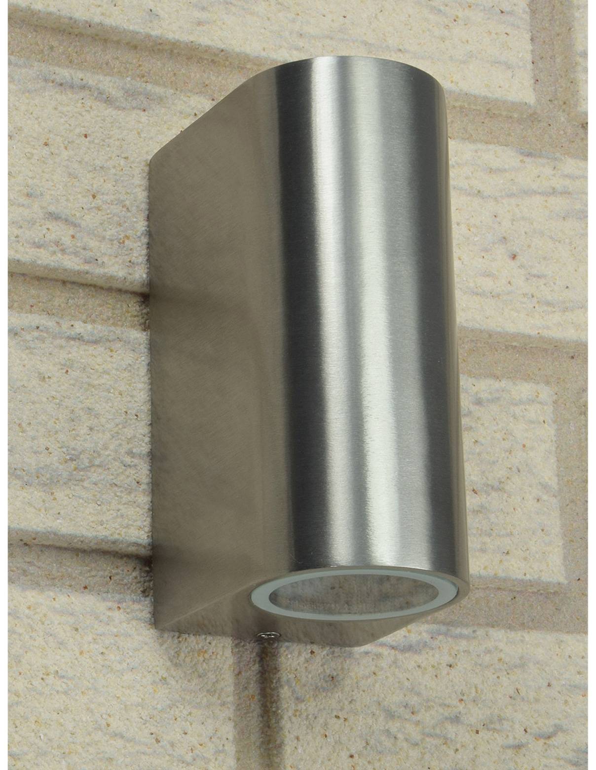 CHILITEC Wandleuchte CTW-2, IP44, 2x GU10, Edelstahl