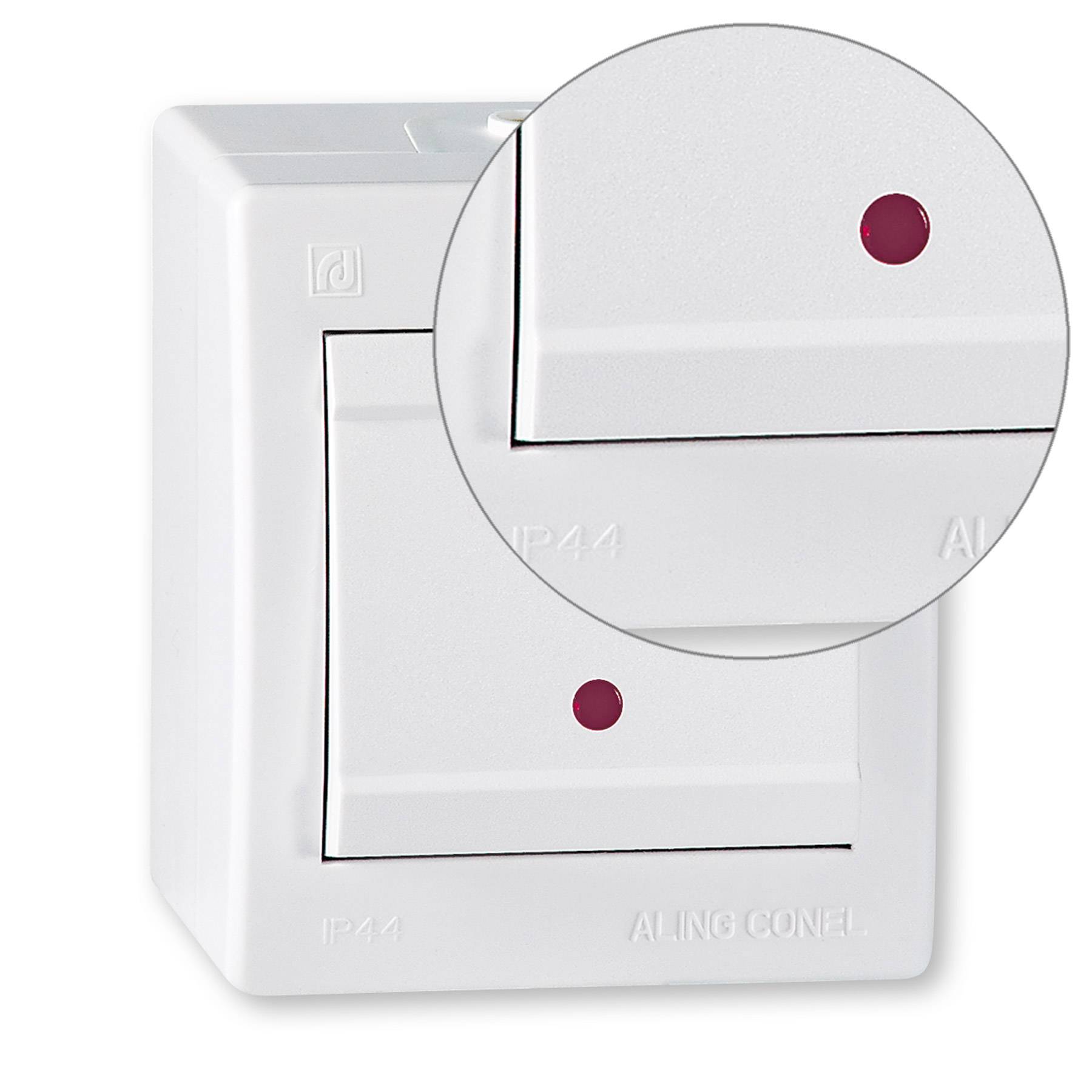 ALING-CONEL Aufputz Wechselschalter mit Glimmlampe (Wippschalter) 10AX/250V~ / IP 44 - Weiß