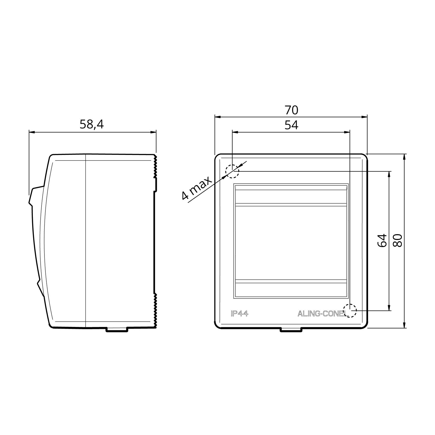 ALING-CONEL Aufputz Taster mit Lichtsymbol und Glimmlampe 10AX/250V~ / IP 44 - Grau