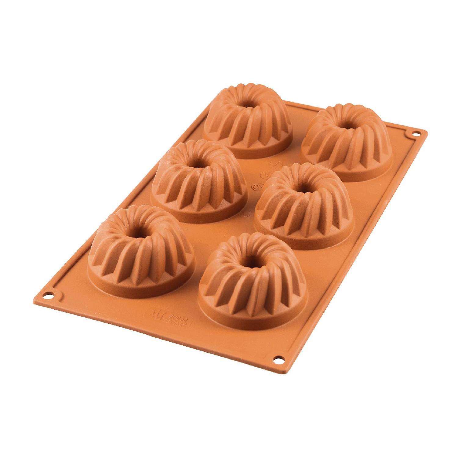 Silikomart Muffinbackform Gugelhupf 6er Ø7cm H 3,6cm Silikon, terracotta