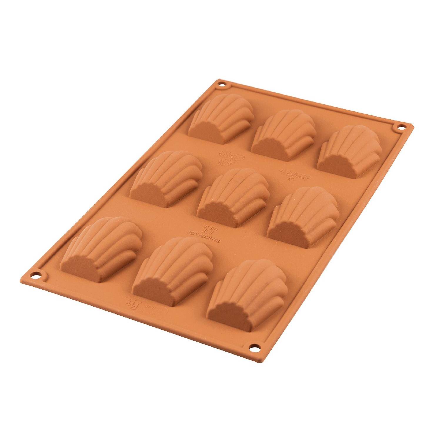 Silikomart Muffinbackform Madeleine 9er 6,8cmx4,5cm H 1,7cm Silikon, terracotta