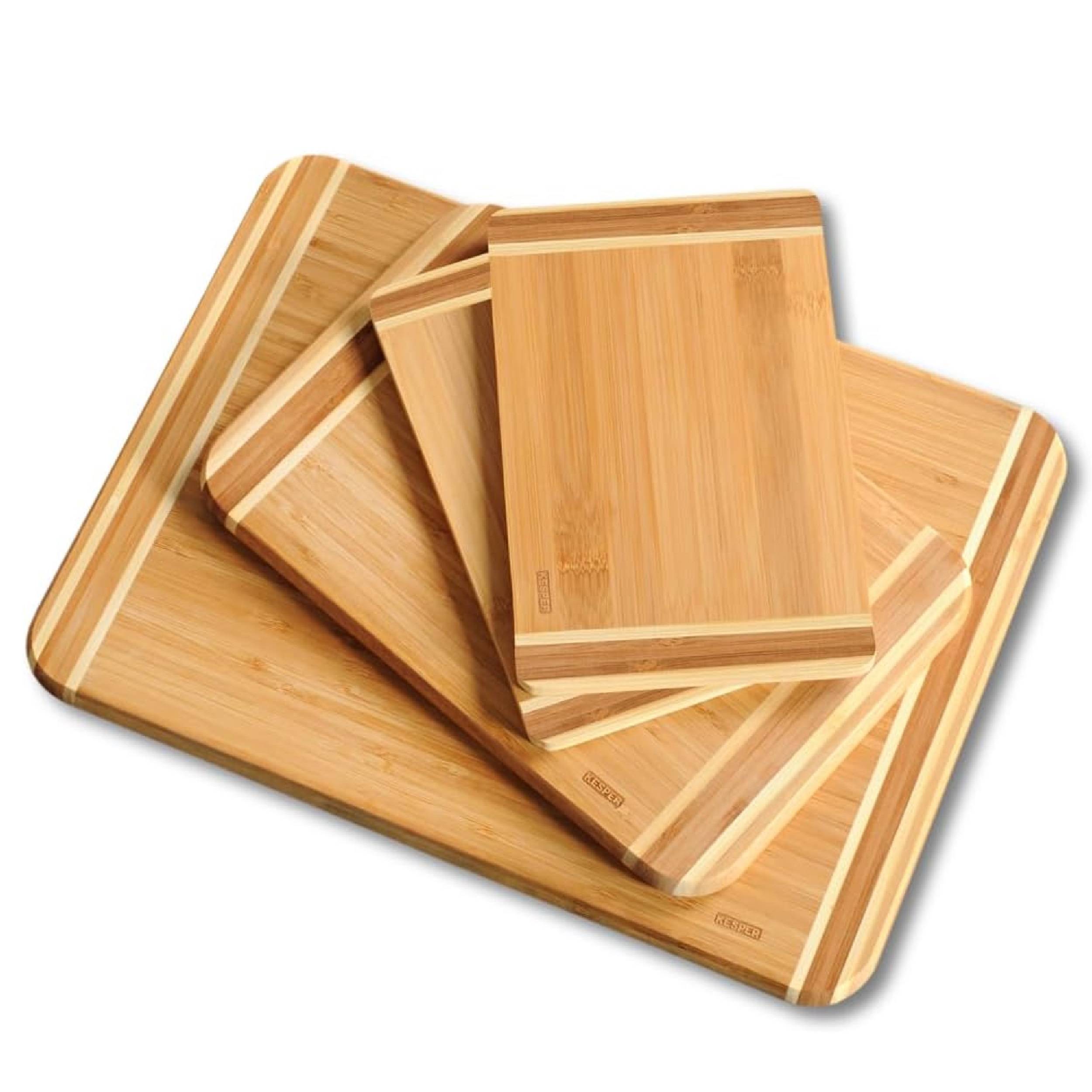 Kesper | Schneidebretter 4er Set, Material: Bambus, Maße: B: 38 x H: 28,5 x T: 1,6 cm, Farbe: Braun | 58129