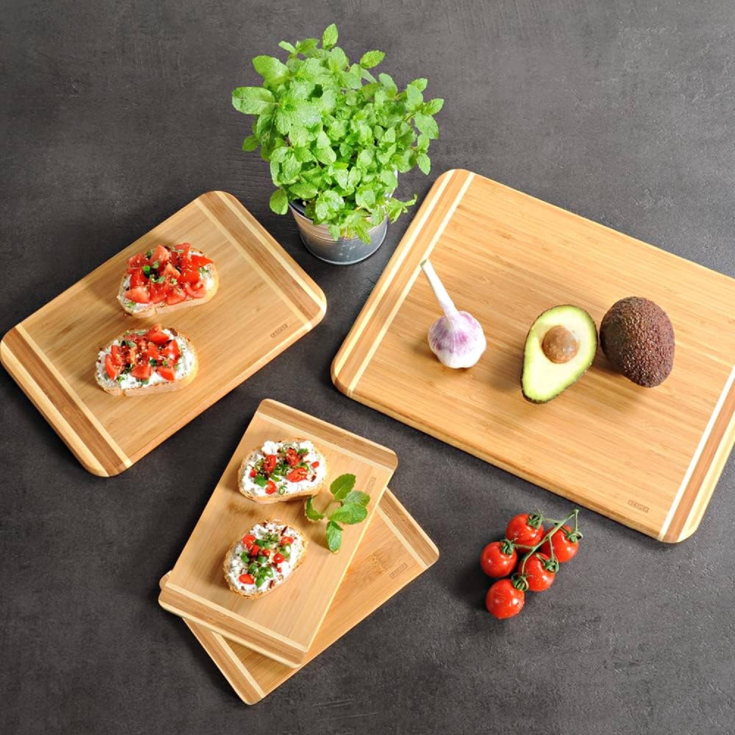 Kesper | Schneidebretter 4er Set, Material: Bambus, Maße: B: 38 x H: 28,5 x T: 1,6 cm, Farbe: Braun | 58129