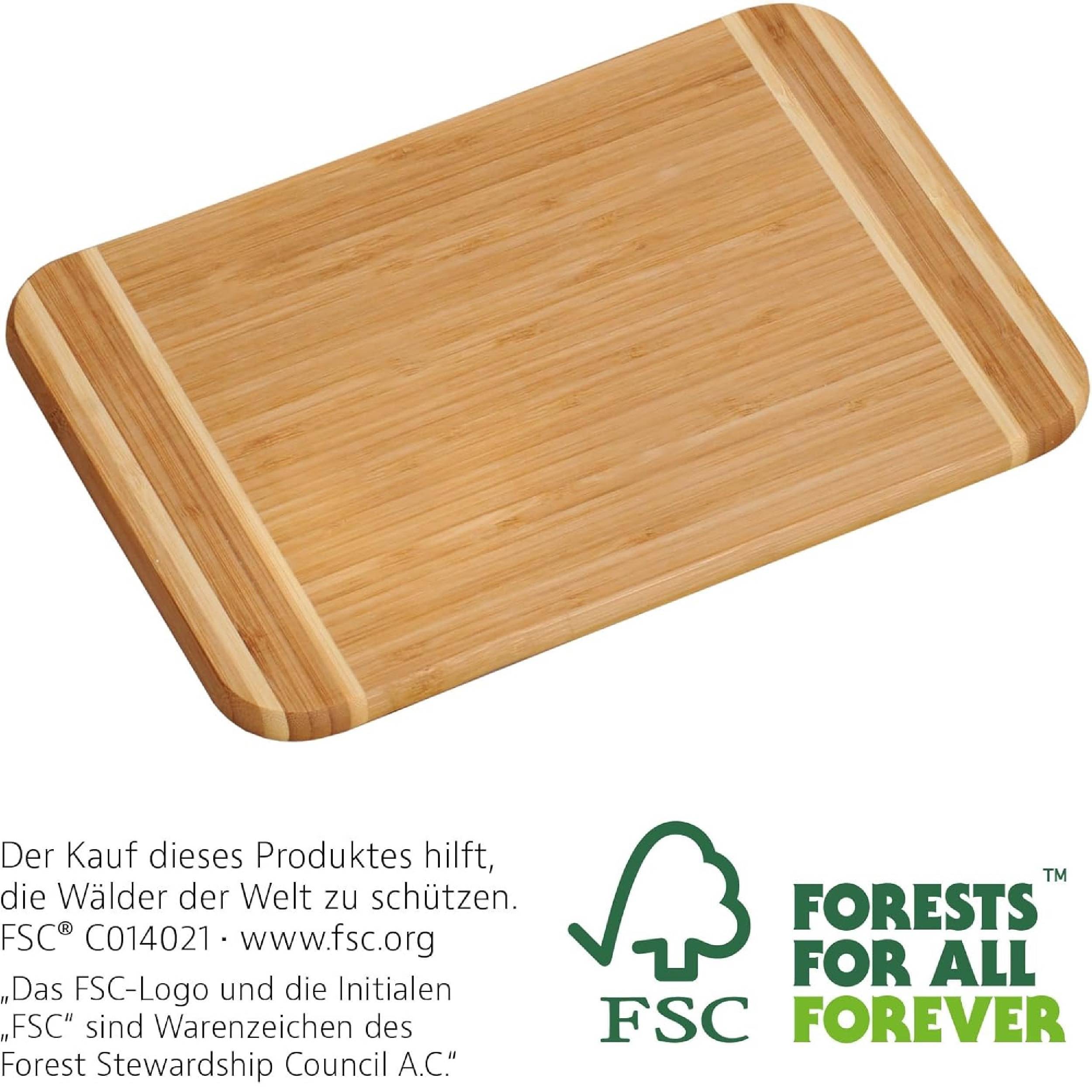 Kesper | Schneidebretter 4er Set, Material: Bambus, Maße: B: 38 x H: 28,5 x T: 1,6 cm, Farbe: Braun | 58129