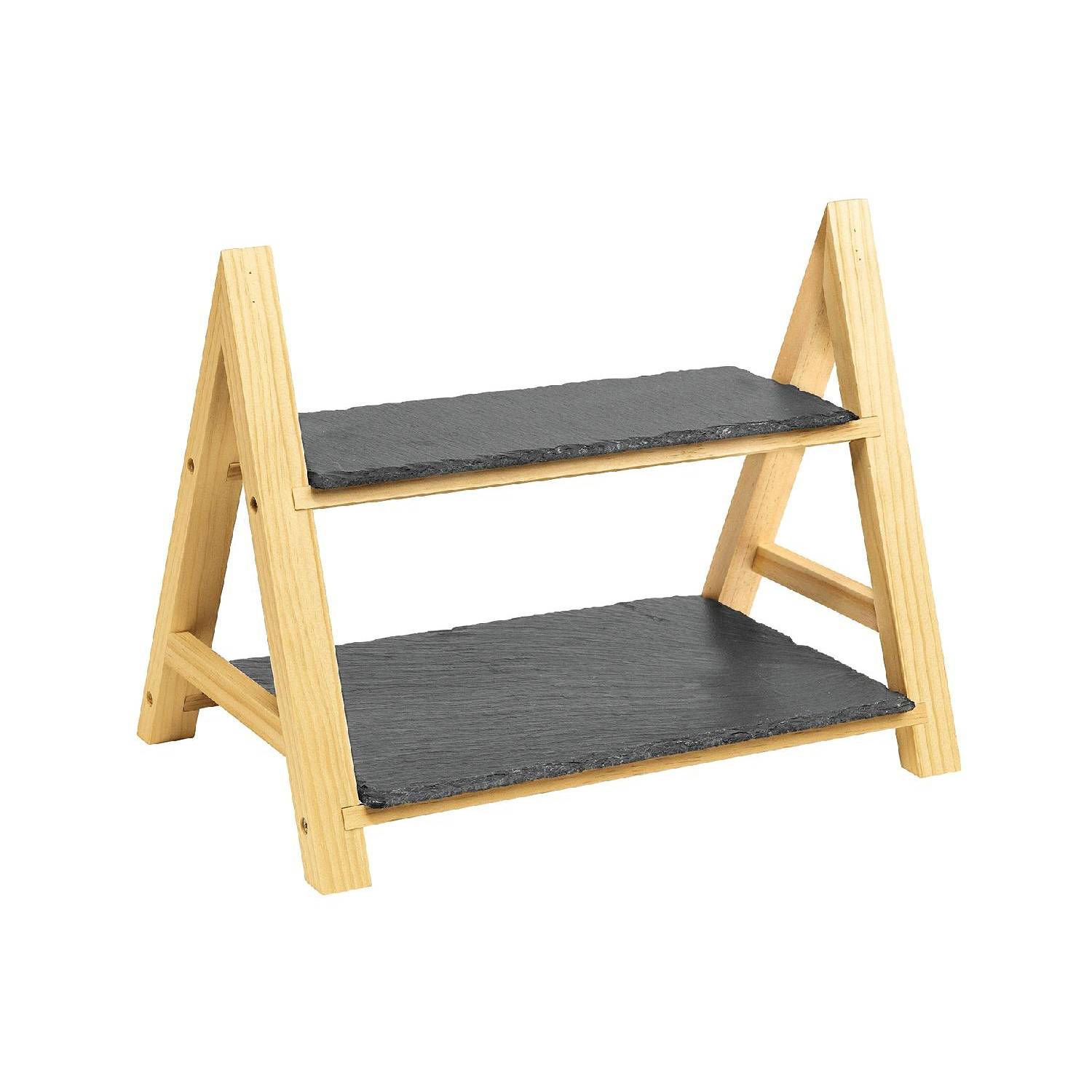 Westmark Etagere Tapas + Friends 2stufig, schieferfarben/natur