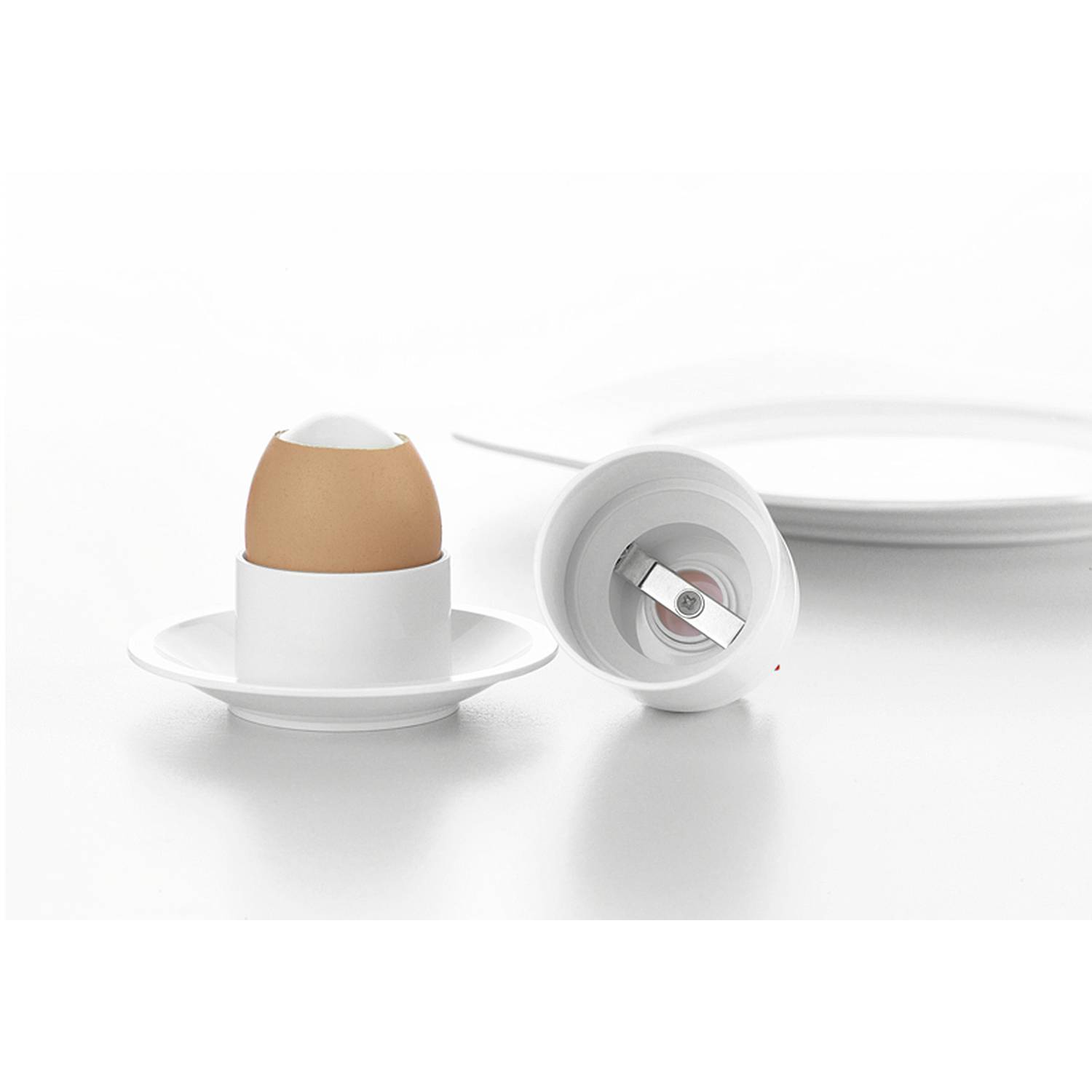 GSD Eierköpfer und Eierbecher Chicken Design, weiß