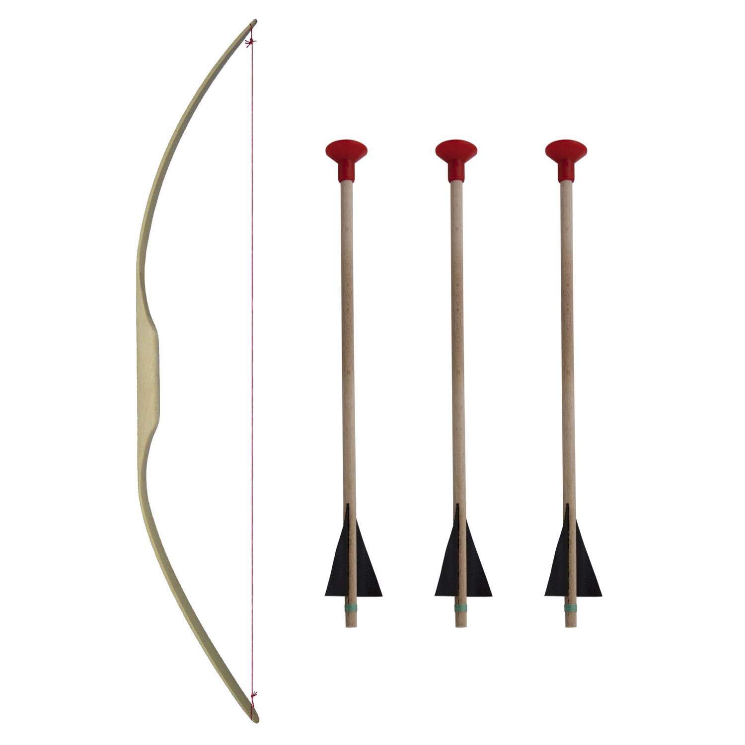 BestSaller 1205 Sportbogen 116cm, Holz Esche, inklusive 3 Holz Pfeile, natur, 4-teilig (1 Set)