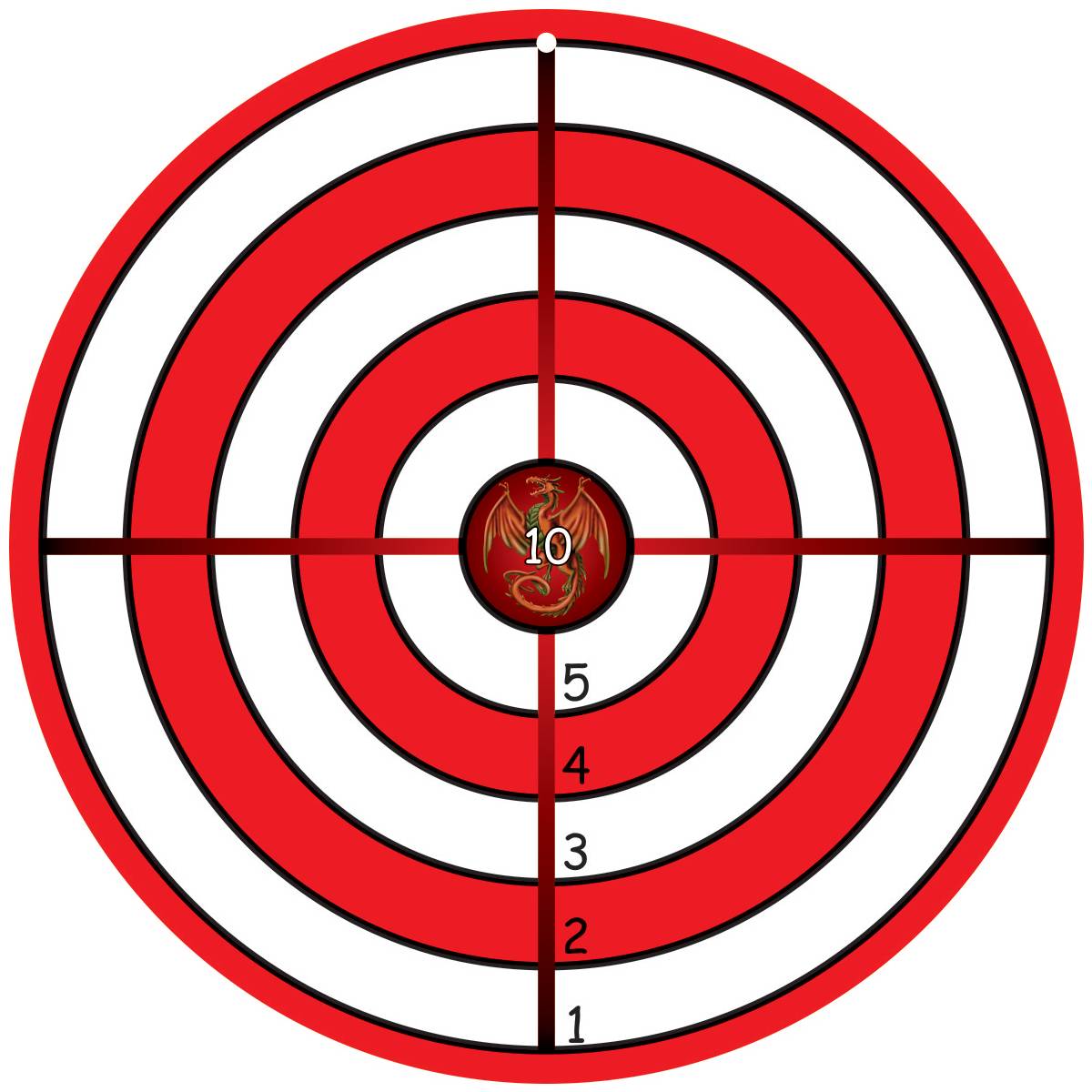 BestSaller 1210 Zielscheibe Classic mit Drache aus Holz, Ø 32cm, rot/weiß