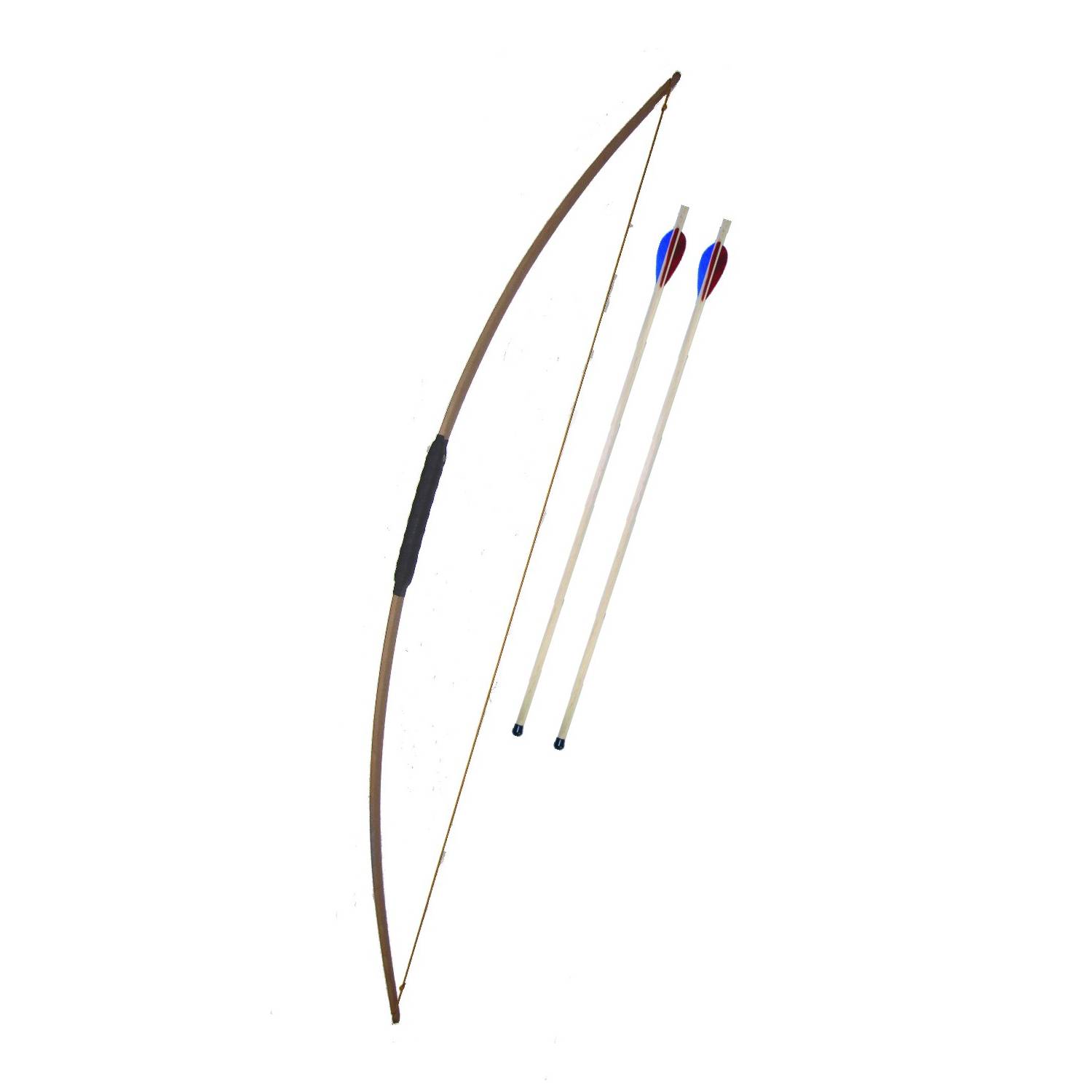 BestSaller 1250 Sportbogen 120cm aus Holz & 2 Sport Pfeile mit Pfropfen 50cm, natur, 3-teilig (1 Set)