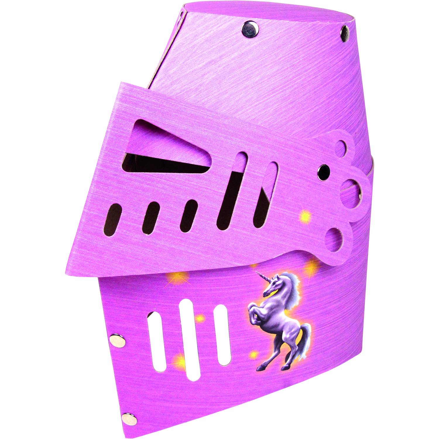 BestSaller 1314 Ritterhelm Einhorn mit Klapp-Visier für Kinder, stabiler Karton, pink