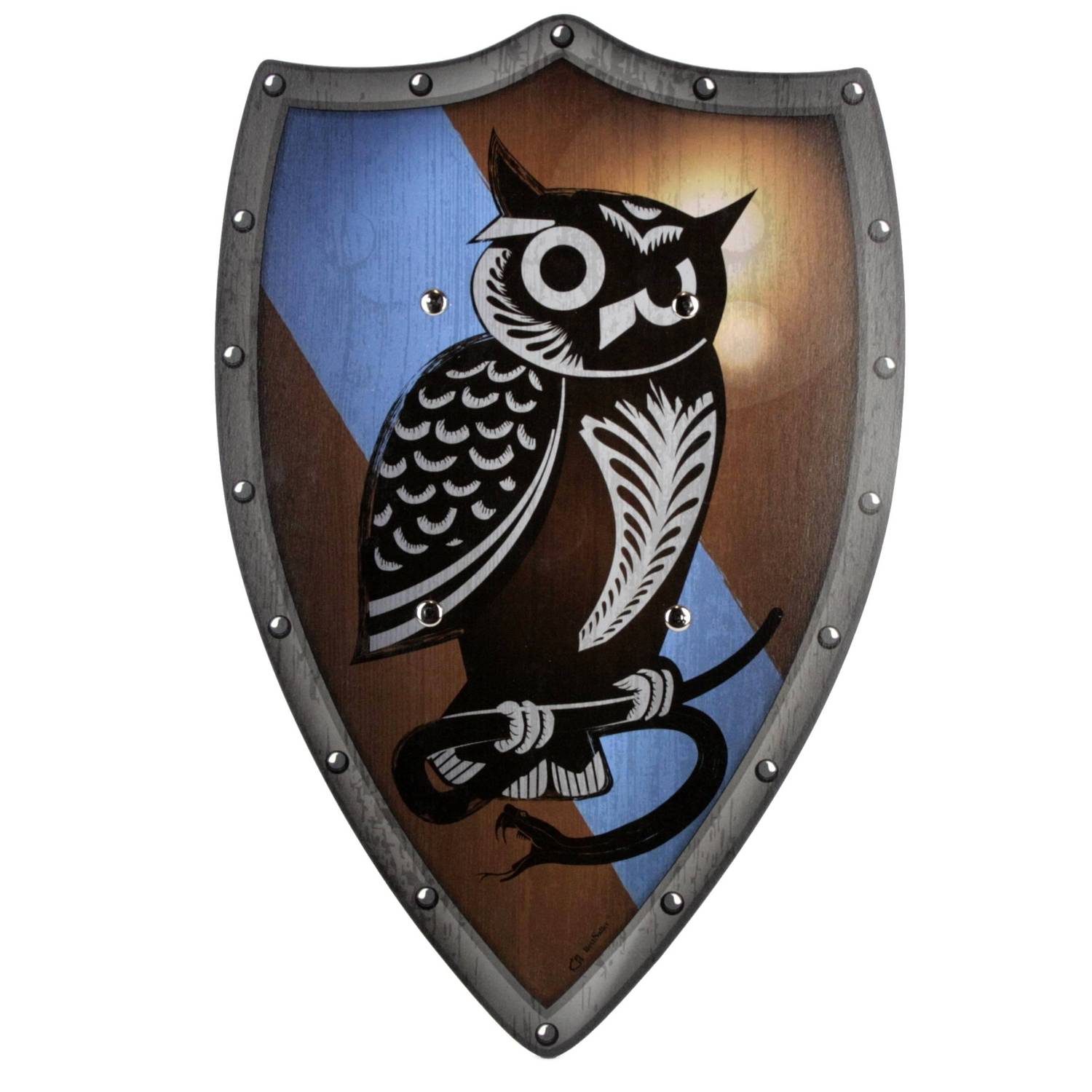 BestSaller 1147 Ritterschild "Vom Eulenhort" mit Eulen Motiv, Holz, 49 x 32 cm, mehrfarbig
