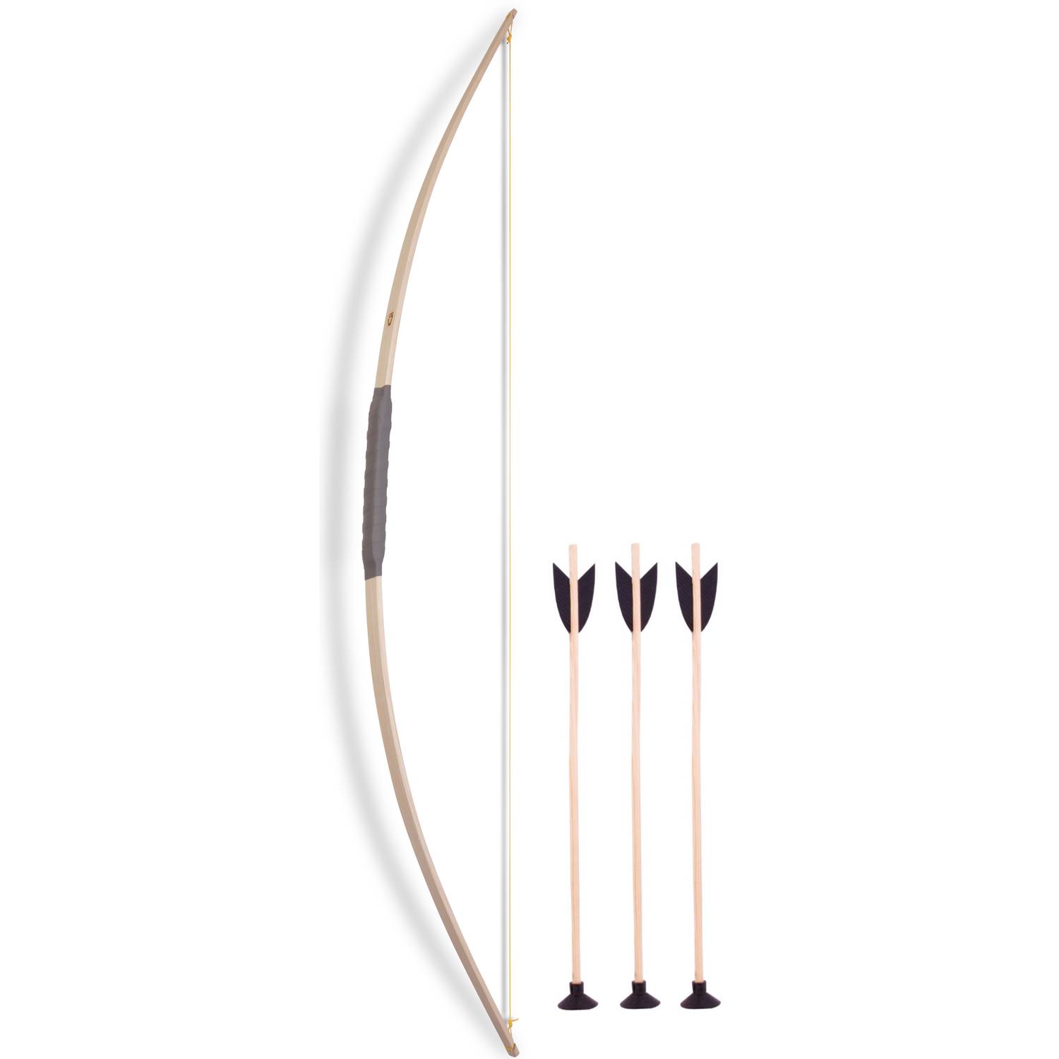 BestSaller 1249 Sportbogen 120cm, Holz, inklusive 3 Saugnapf Pfeile 50cm, natur, 4-teilig (1 Set)