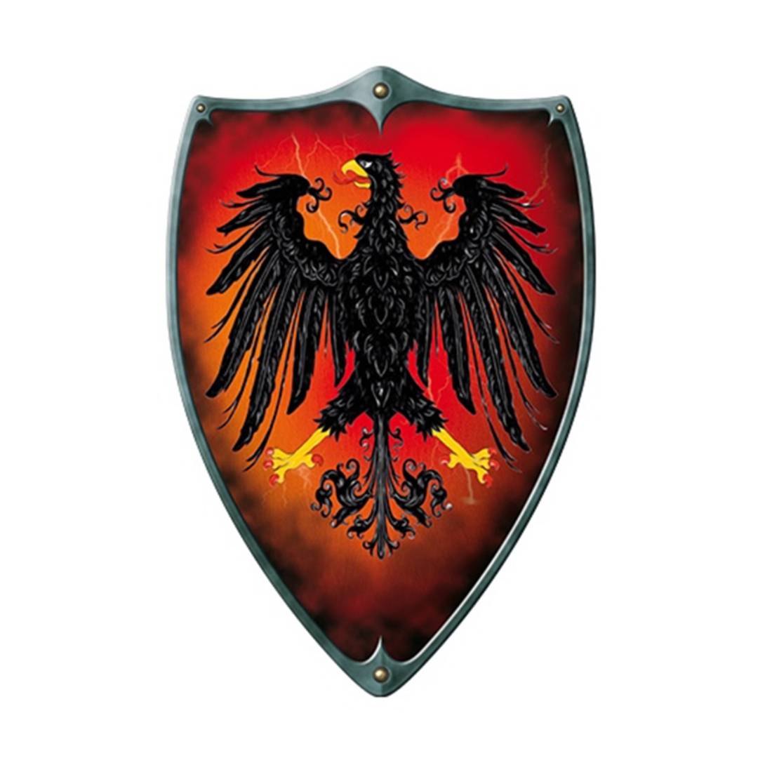 BestSaller 1165 Ritterschild "Eagle" mit Adler Motiv, Holz, 49 x 32 cm, rot/schwarz