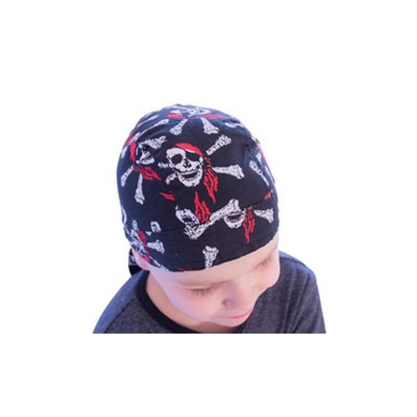 BestSaller 1325 Piraten Bandana Tuch mit Totenköpfen für Kinder, 100% Baumwolle, schwarz/weiß/rot