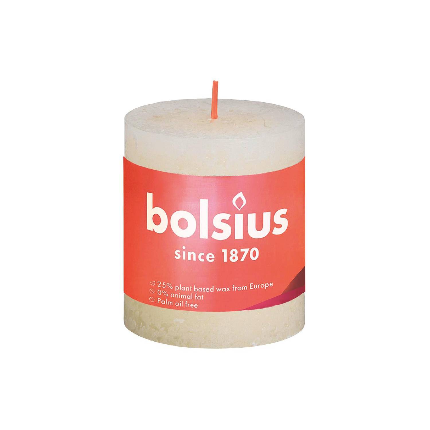 Bolsius Rustiko True Shine Stumpenkerze, 8 x 7 cm, weiche perle