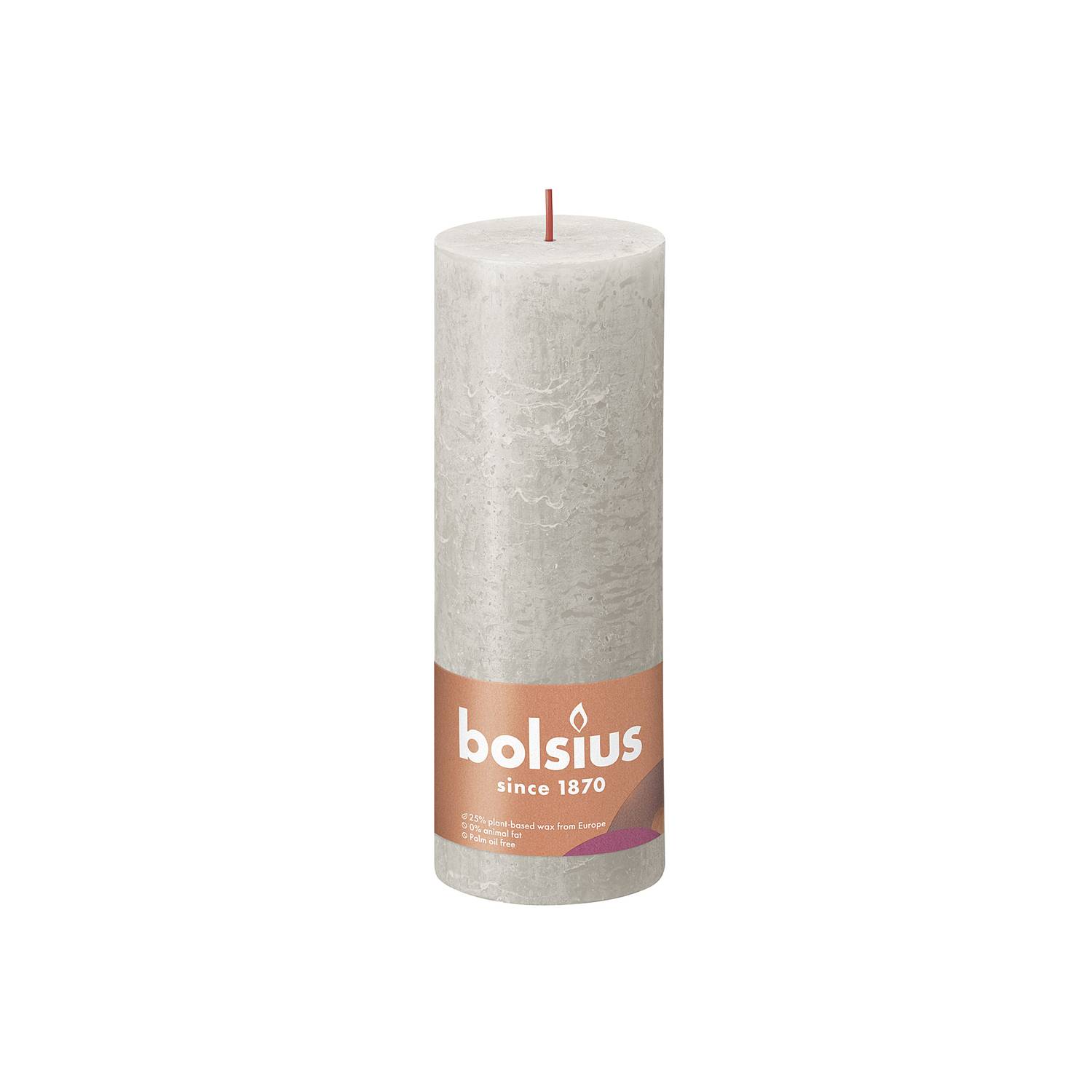 Bolsius Stumpenkerze Rustiko Shine 19x7cm, sandgrau