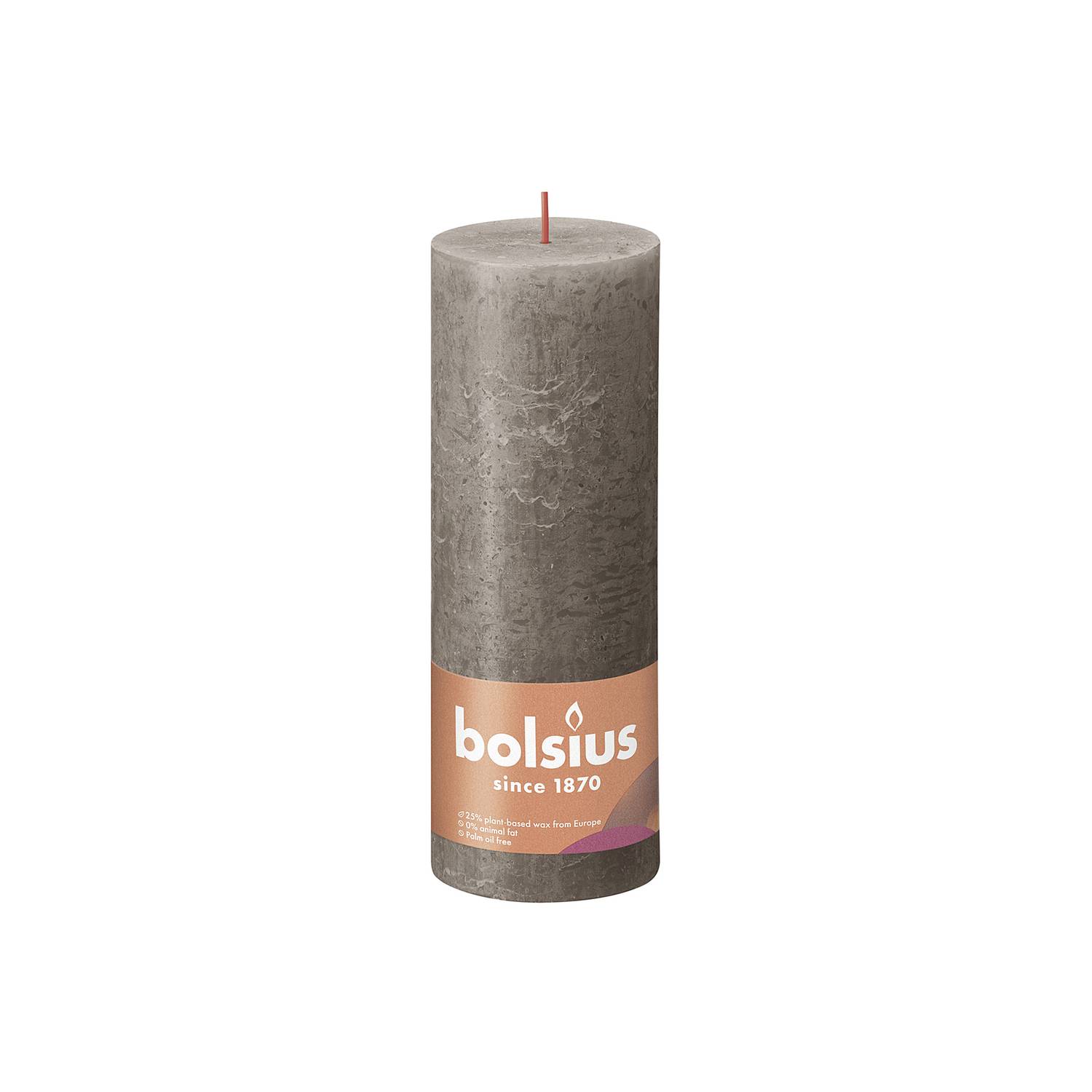 Bolsius Stumpenkerze Rustiko Shine 19x7cm, rustikales taupe