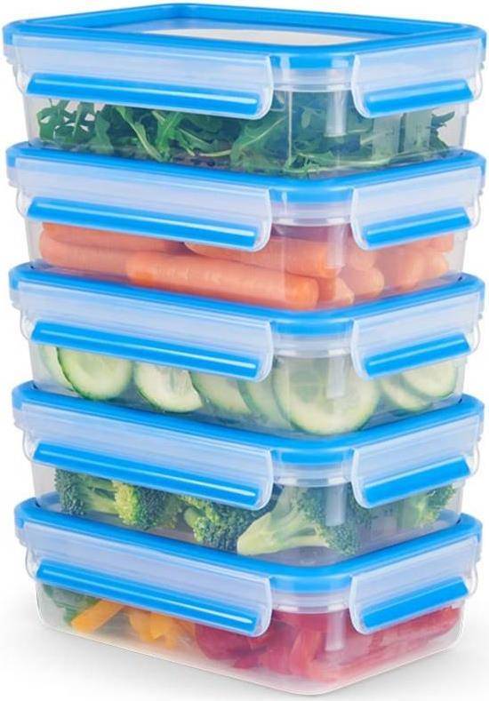 EMSA Clip & Close Rechteckig Set 0,8 l Blau