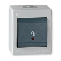 ALING-CONEL Aufputz Klingeltaster mit Glimmlampe 10AX/250V~ / IP 44 - Grau ALING-CONEL Aufputz Klingeltaster mit Glimmlampe 10AX/250V~ / IP 44 - Grau