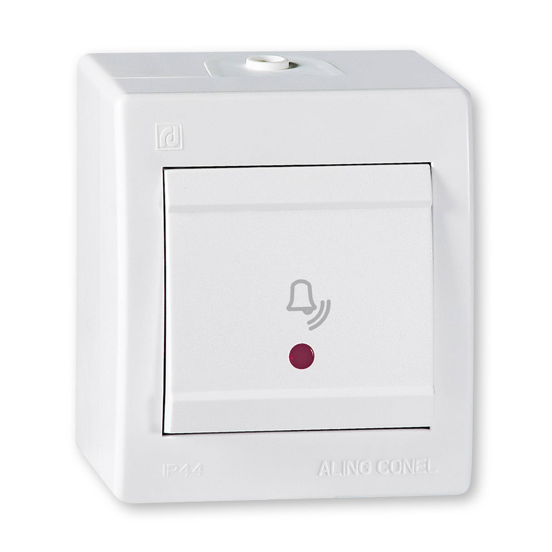 ALING-CONEL Aufputz Klingeltaster mit Glimmlampe 10AX/250V~ / IP 44 - Weiß