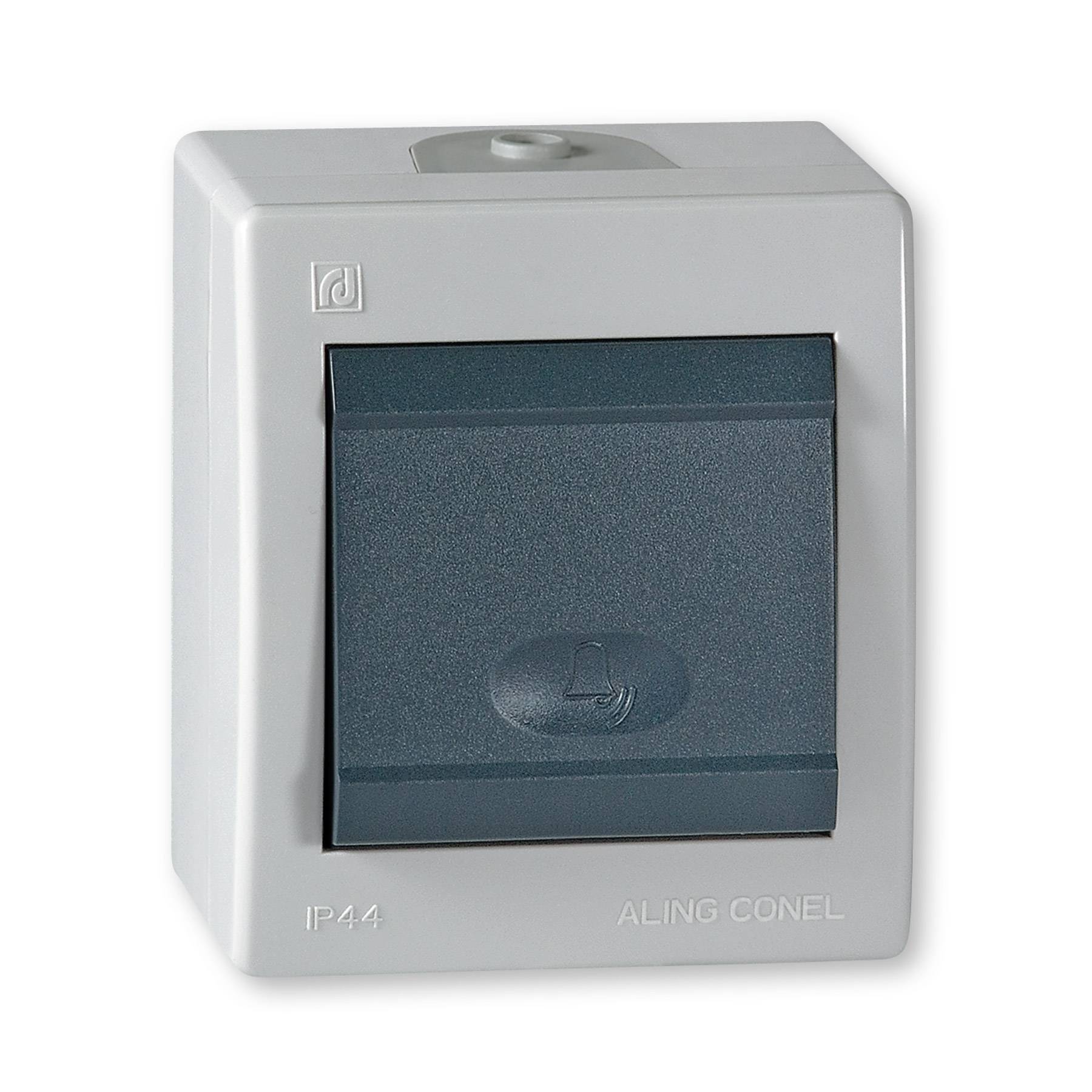 ALING-CONEL Aufputz Klingeltaster 10AX/250V~ / IP 44 - Grau