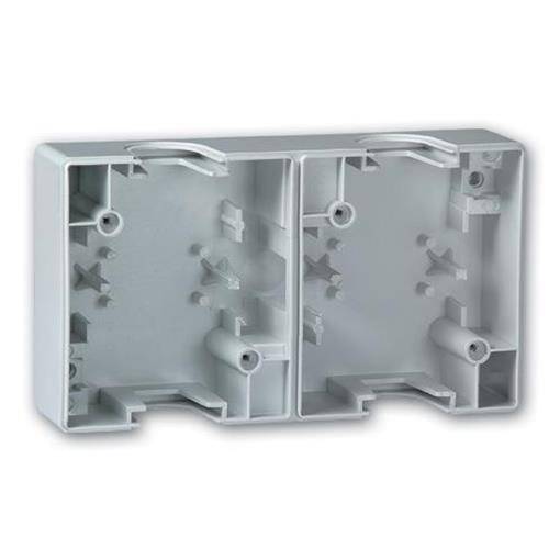 Aufputz Zweifach-Gehäuse (horizontal) zur Installation von Schaltern und/oder Steckdosen Grau