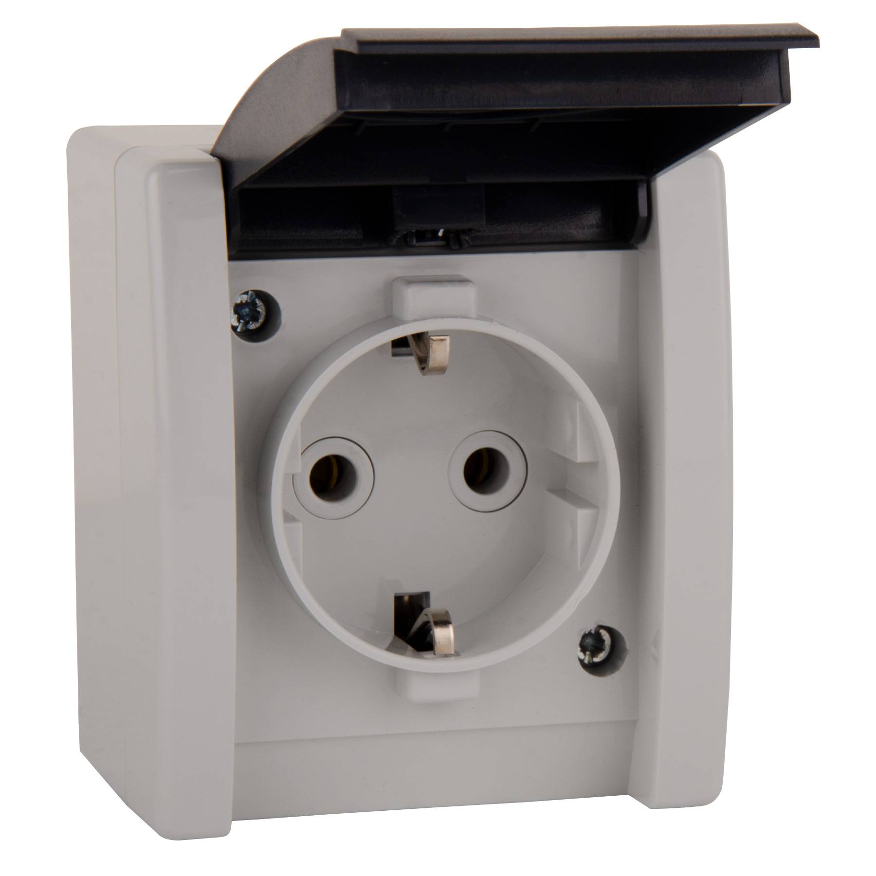 1-fach Steckdose mit Klappdeckel für Feuchtraum Schutzkontakt