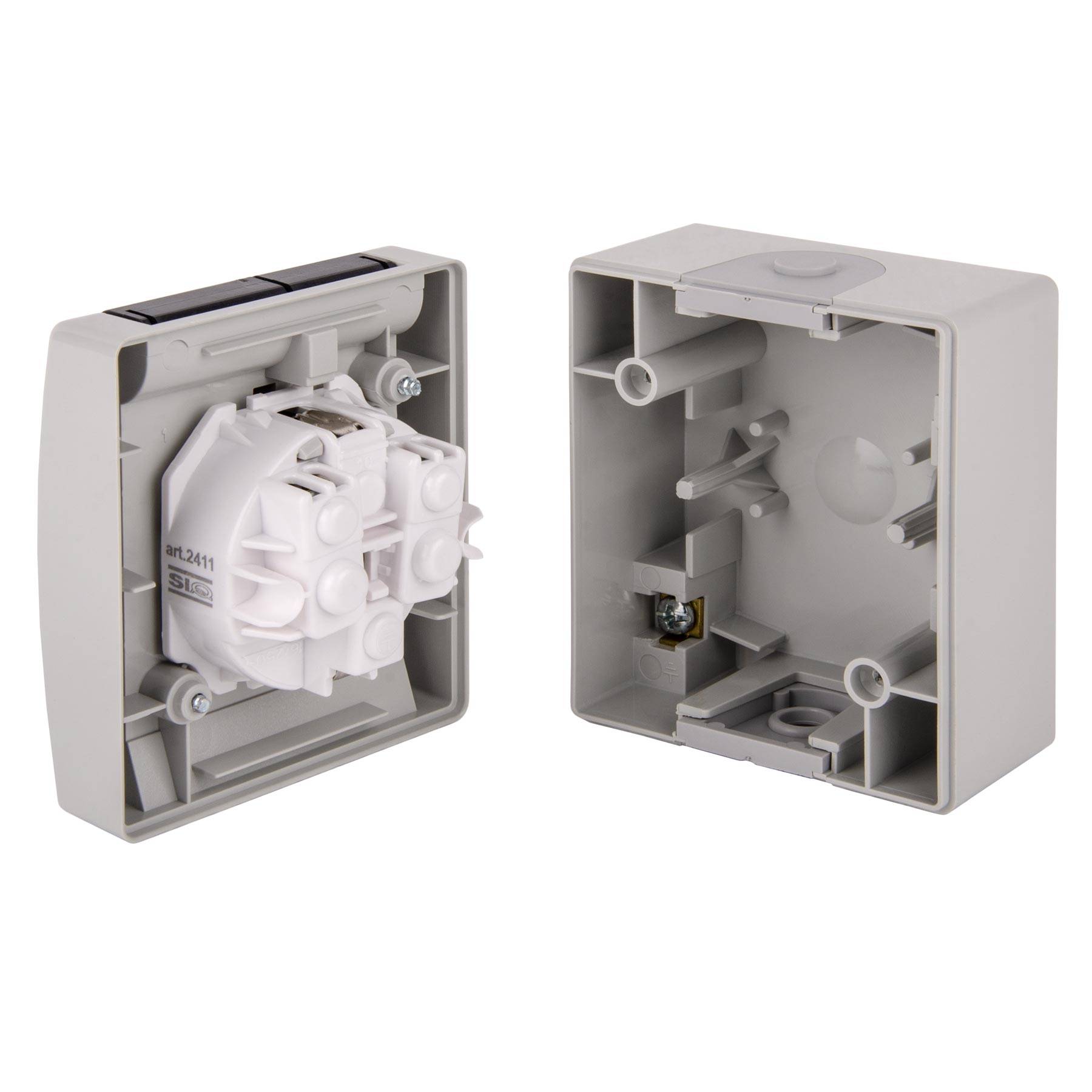 1-fach Steckdose mit Klappdeckel für Feuchtraum Schutzkontakt