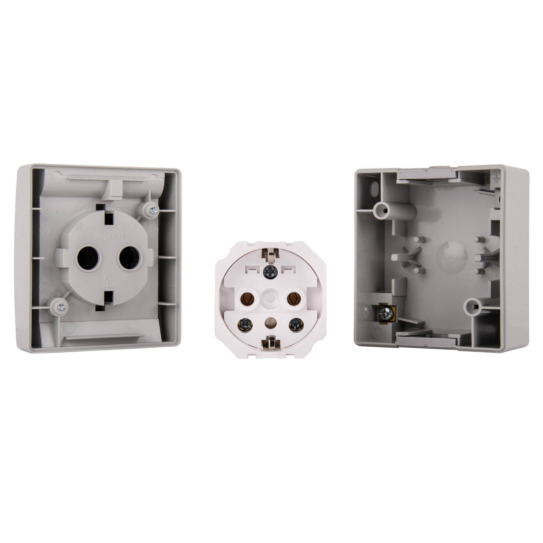 1-fach Steckdose mit Klappdeckel für Feuchtraum Schutzkontakt