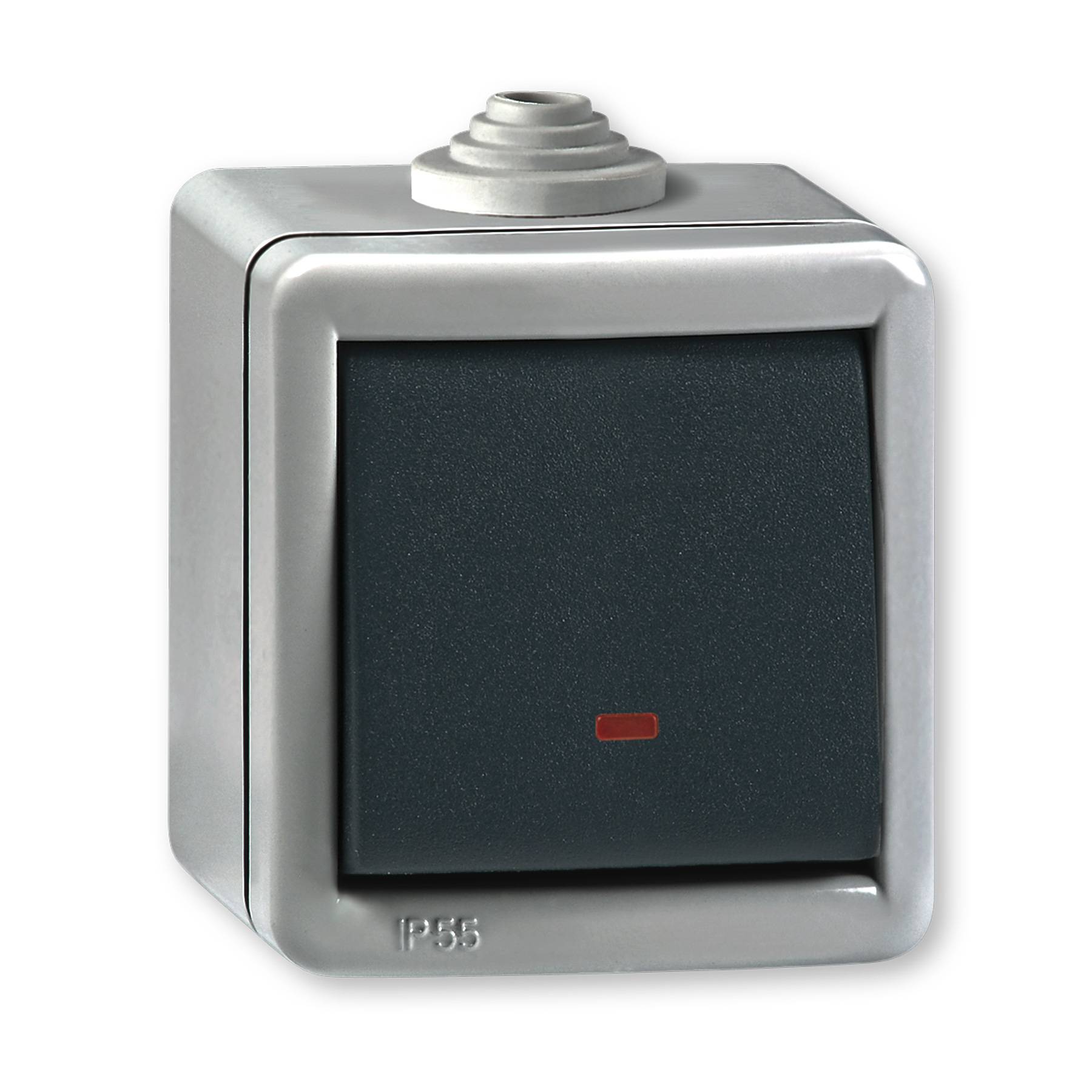 ALING-CONEL Ein/Aus Aufputz Schalter mit Glimmlampe 10AX/250V~ / Grau mit Wippe in Anthrazit