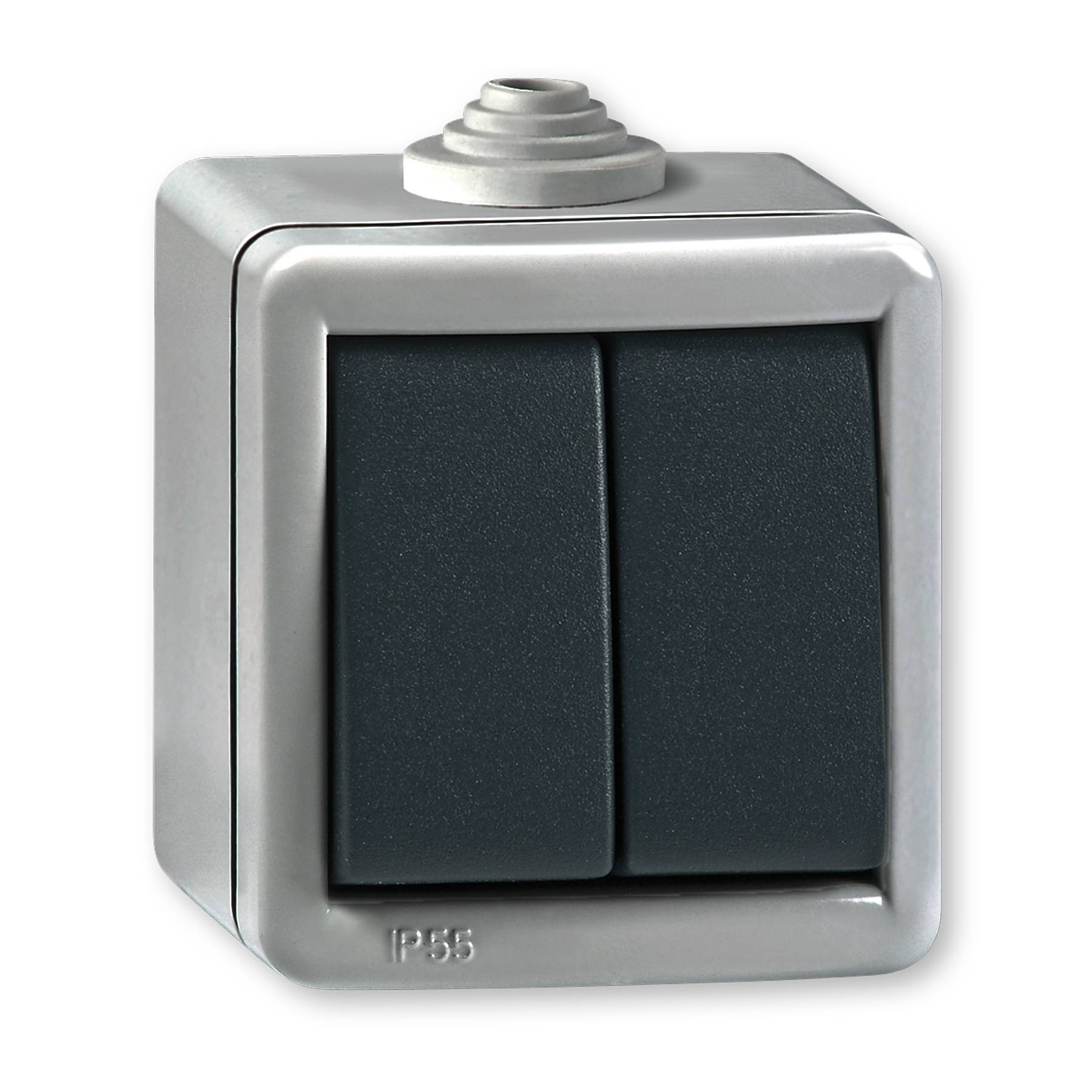 ALING-CONEL Aufputz Serienschalter 10AX/250V~ / Grau mit Wippe in Anthrazit