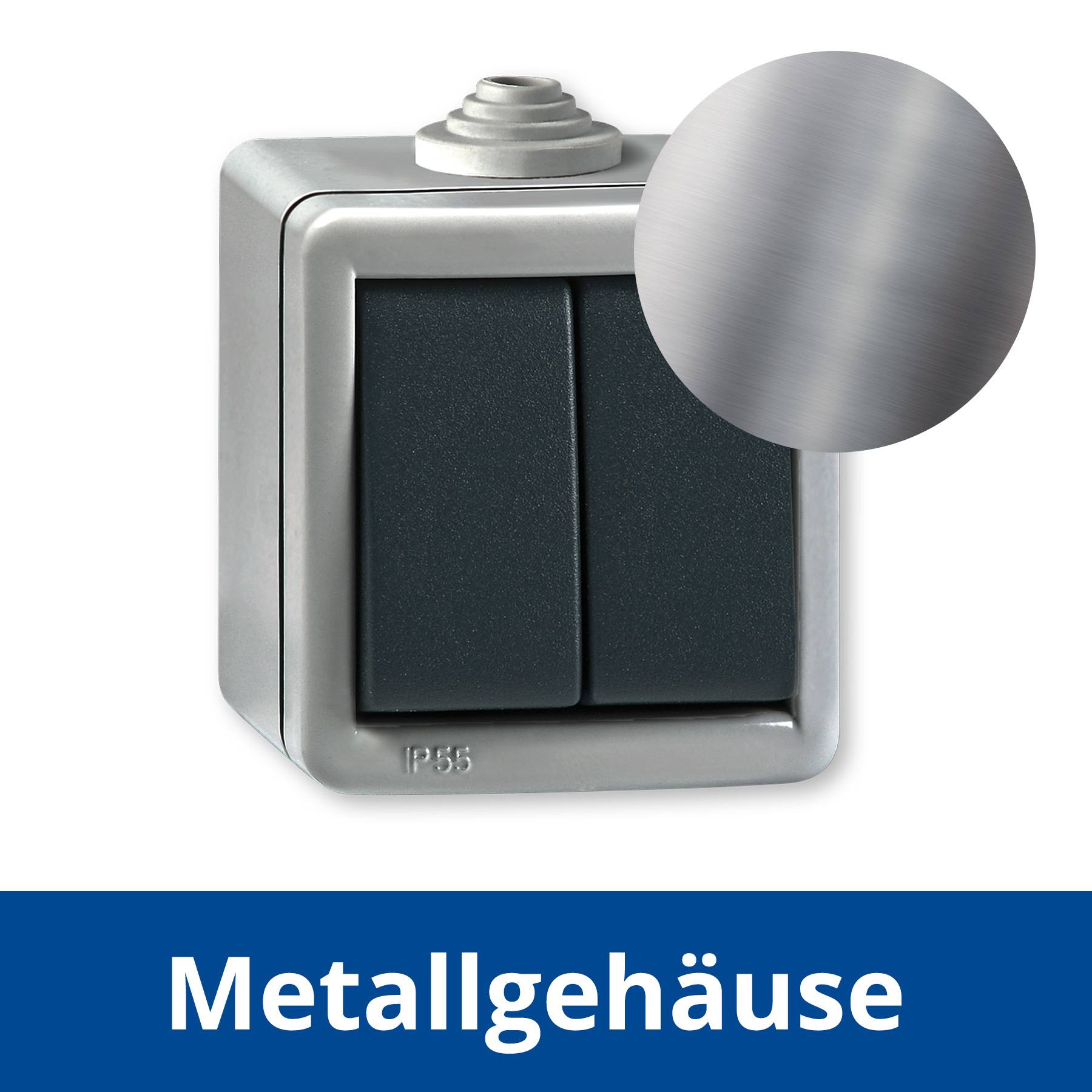 ALING-CONEL Aufputz Serienschalter 10AX/250V~ / Grau mit Wippe in Anthrazit