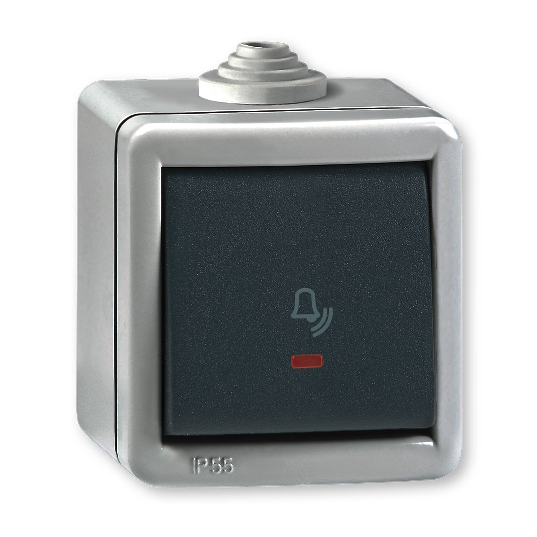 ALING-CONEL Aufputz Klingeltaster mit Glimmlampe 10AX/250V~ / Grau mit Wippe in Anthrazit