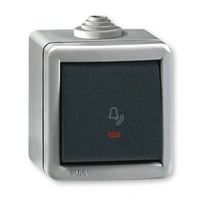 ALING-CONEL Aufputz Klingeltaster mit Glimmlampe 10AX/250V~ / Grau mit Wippe in Anthrazit ALING-CONEL Aufputz Klingeltaster mit Glimmlampe 10AX/250V~ / Grau mit Wippe in Anthrazit