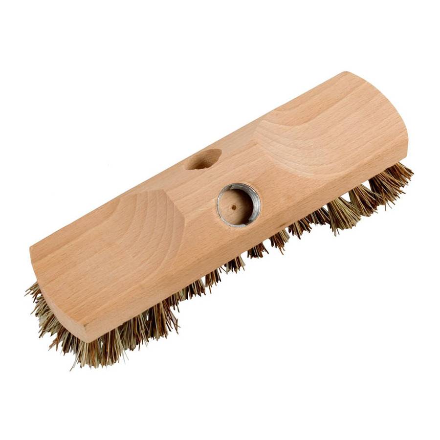 Andreas Bürsten 3065 Schrubber mit Bart Union, 22 cm, massives Kastenholz mit Alu-Gewinde, natur