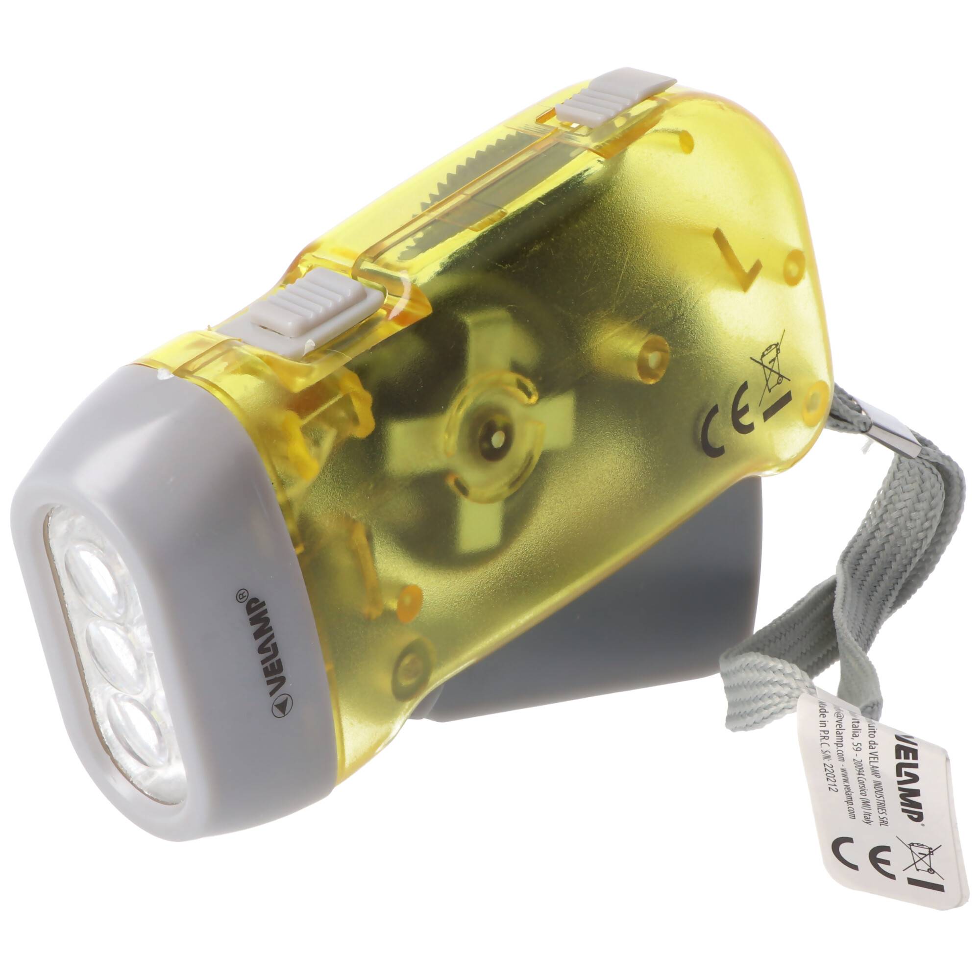 3fach LED Dynamo Taschenlampe wiederaufladbar, Blau und Gelb, mit Anti Black Out Funktion