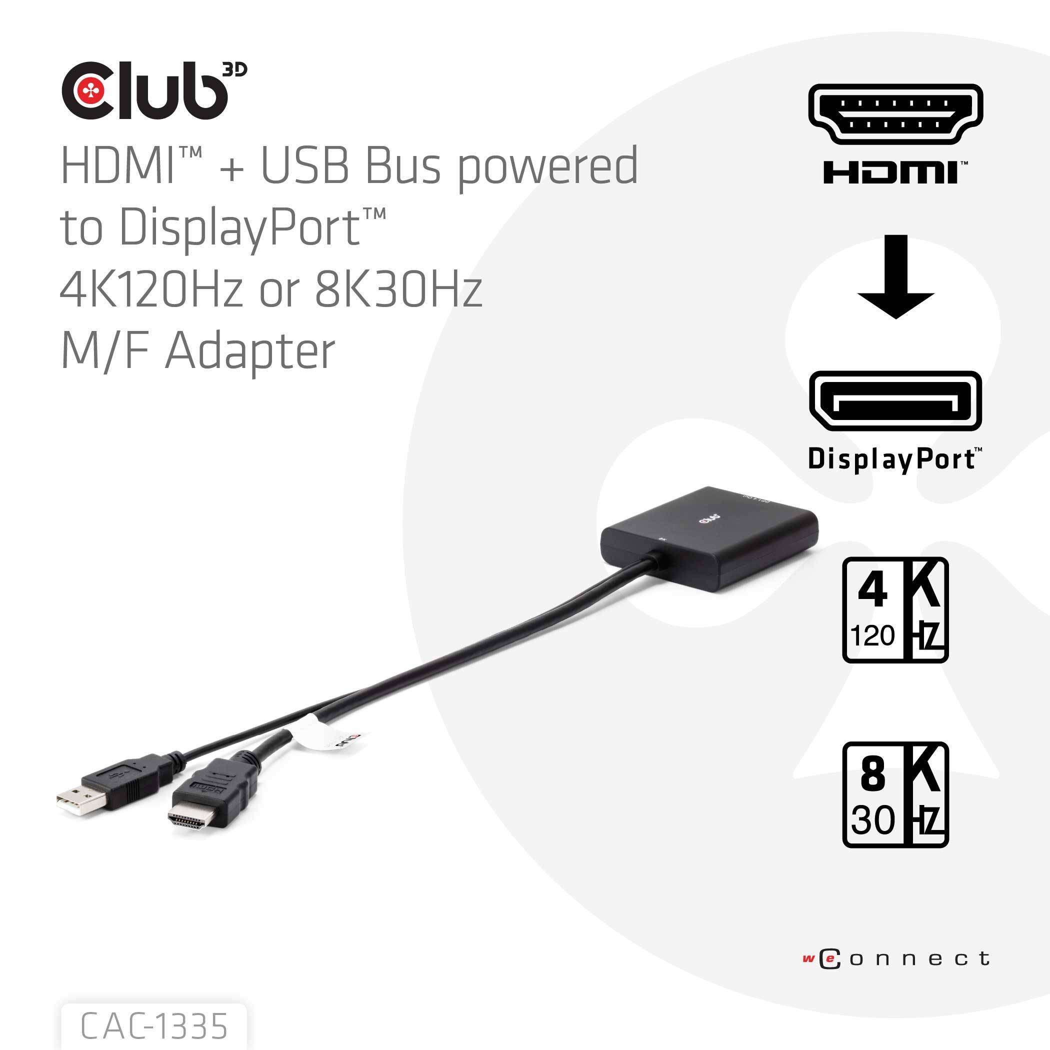 Club 3D Video-Kabelkit - aktiv, unterstützt 8K 30 Hz (7680 x 4320)
