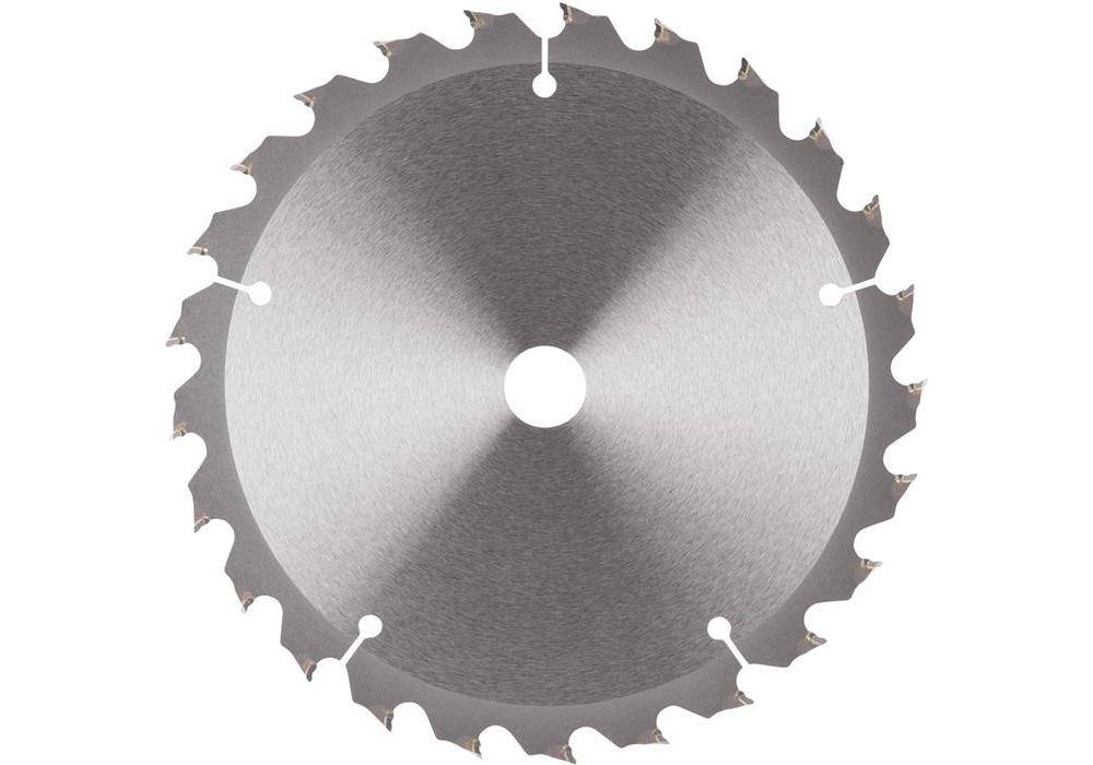 Ein kreisförmiges Metallsägeblatt mit scharfen Zähnen und einem Mittenloch, gezeigt auf einem einfachen weißen Hintergrund.