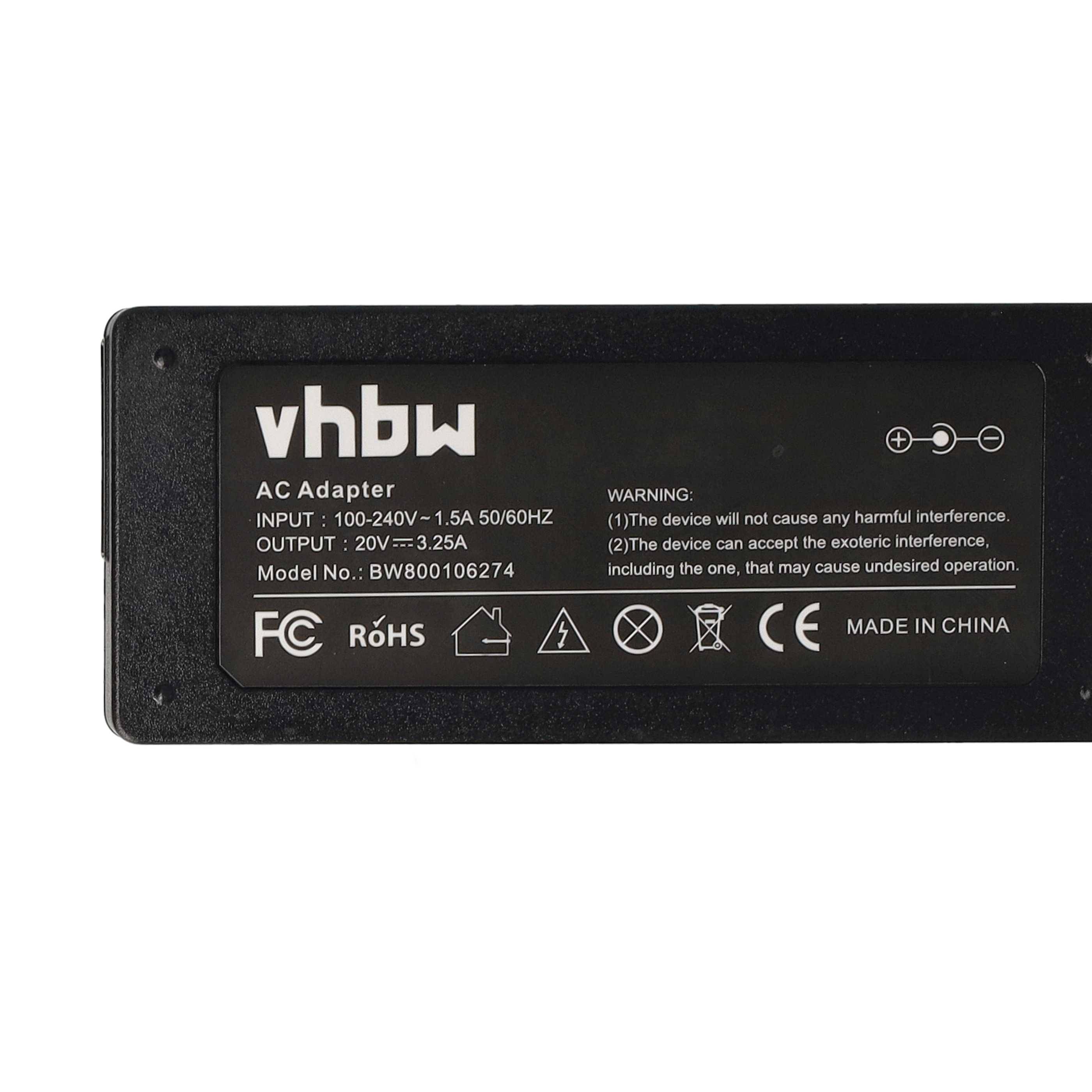 vhbw 1x Netzteil kompatibel mit Lenovo IdeaPad Yoga 11s, Y70 touch, Yoga 11, Y70, Y50, U530p, U530 touch Notebook, 65 W
