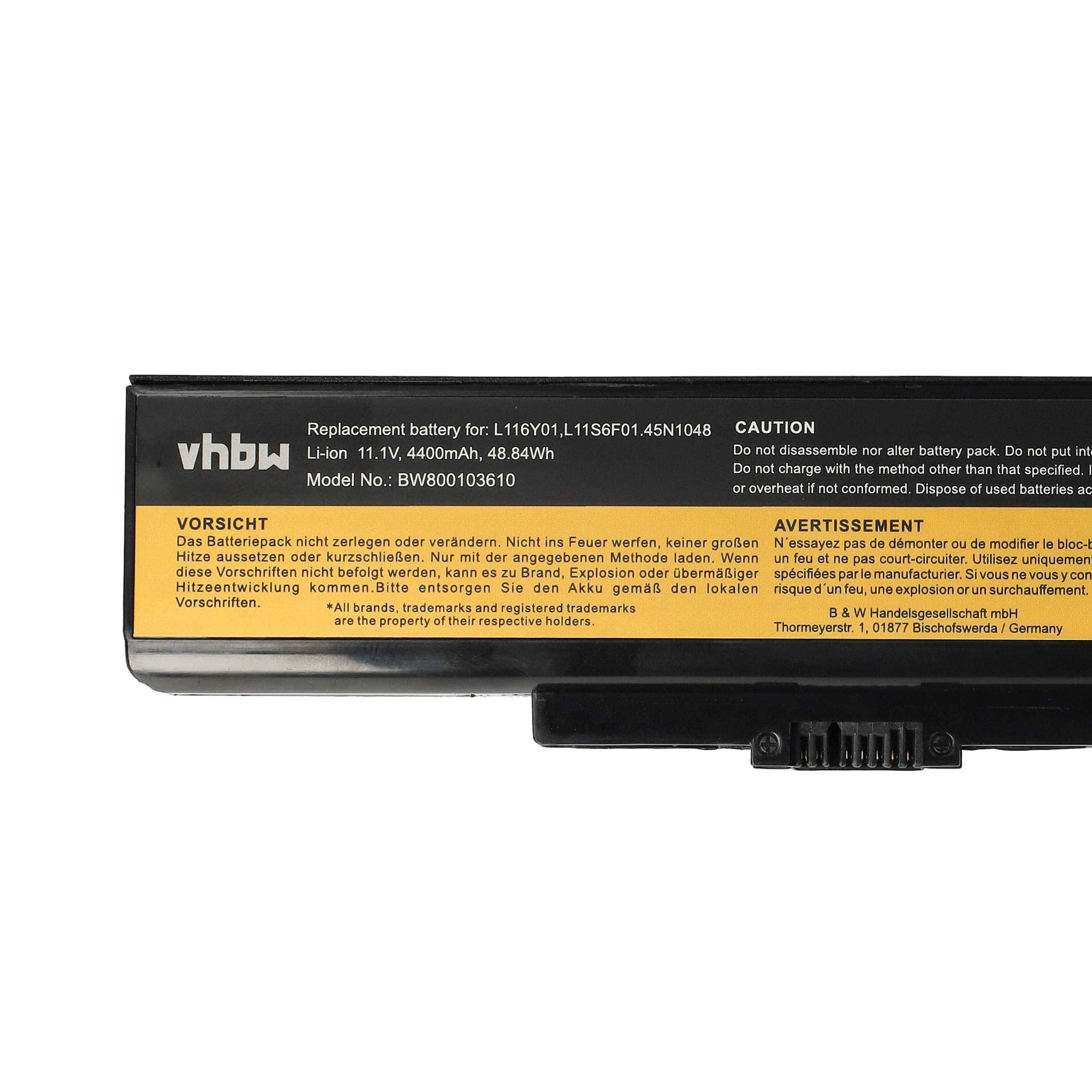 vhbw Akku kompatibel mit Lenovo ThinkPad E440 20C50003CD, E440 20C5A083CD, E440 20C5A0BGCD Notebook (4400mAh, 11,1V, Li-Ion)
