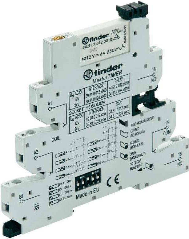 Finder Koppel-Relais MasterTIMER mit EMR-Relaisausgang Serie 39.81 39.81.0.012.0060 1 Wechsler 6 A 1 St