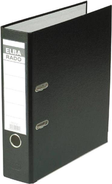 ELBA Ordner rado brillant, Rückenbreite: 80 mm, schwarz schwarz, DIN A4, Einband außen / innen aus Acrylaten (10417 SW)