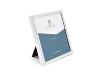 Ein silberner Bilderrahmen mit einem Platzhalter-Einsatz, der den Text '7x7cm' trägt, und dem Logo 'Avverro' darüber, mit blauen und weißen Abschnitten.