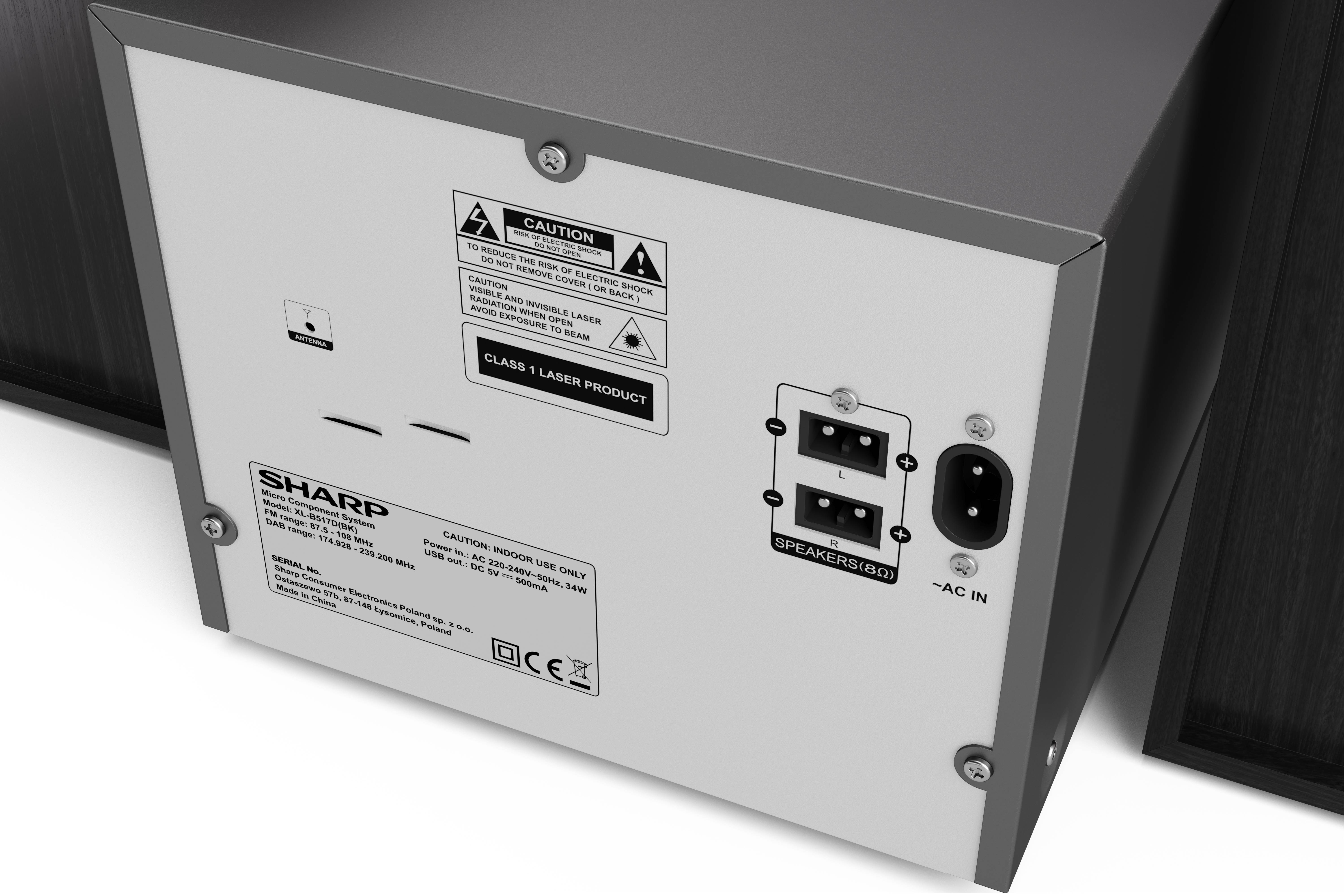 Sharp XL-B517D - Heim-Audio-Mikrosystem - Schwarz - 1 Disks - 45 W - Voller Bereich - 60 - 20000 Hz