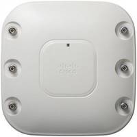 Weißer Cisco-WLAN-Zugriffspunkt mit sechs Antennenanschlüssen um ein zentrales Cisco-Logo