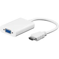 Weißes USB-C auf VGA-Adapterkabel mit VGA-Buchse und USB-C-Stecker.